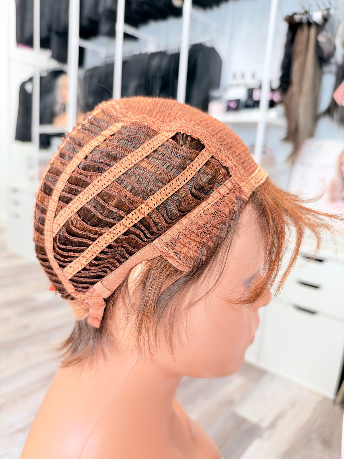 Wig Vault: “DG/16” - Short Brown Pixie Bob with Copper Tones | Pre-Loved | Wigs Canada