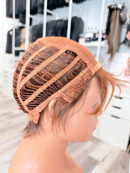 Wig Vault: “DG/16” - Short Brown Pixie Bob with Copper Tones | Pre-Loved | Wigs Canada