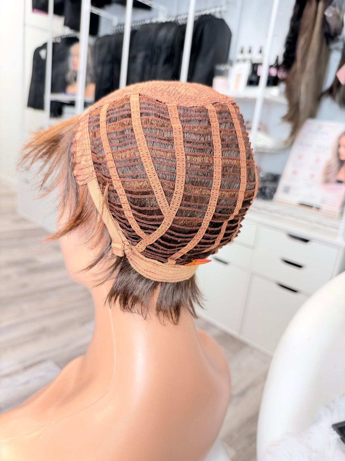 Wig Vault: “DG/ 19” - Short Brown Textured Pixie with Copper Tones | Pre-Loved | Wigs Canada