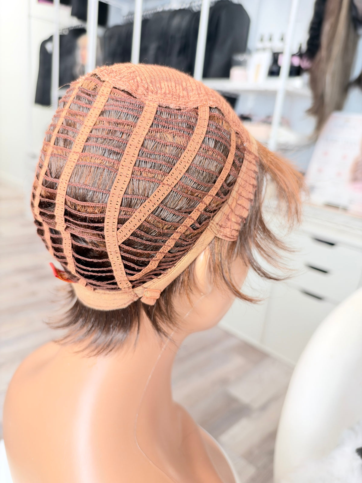 Wig Vault: “DG/ 19” - Short Brown Textured Pixie with Copper Tones | Pre-Loved | Wigs Canada