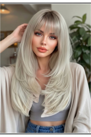 Icy Blonde Wig with Wispy Bangs | SWLC6344-4BL24