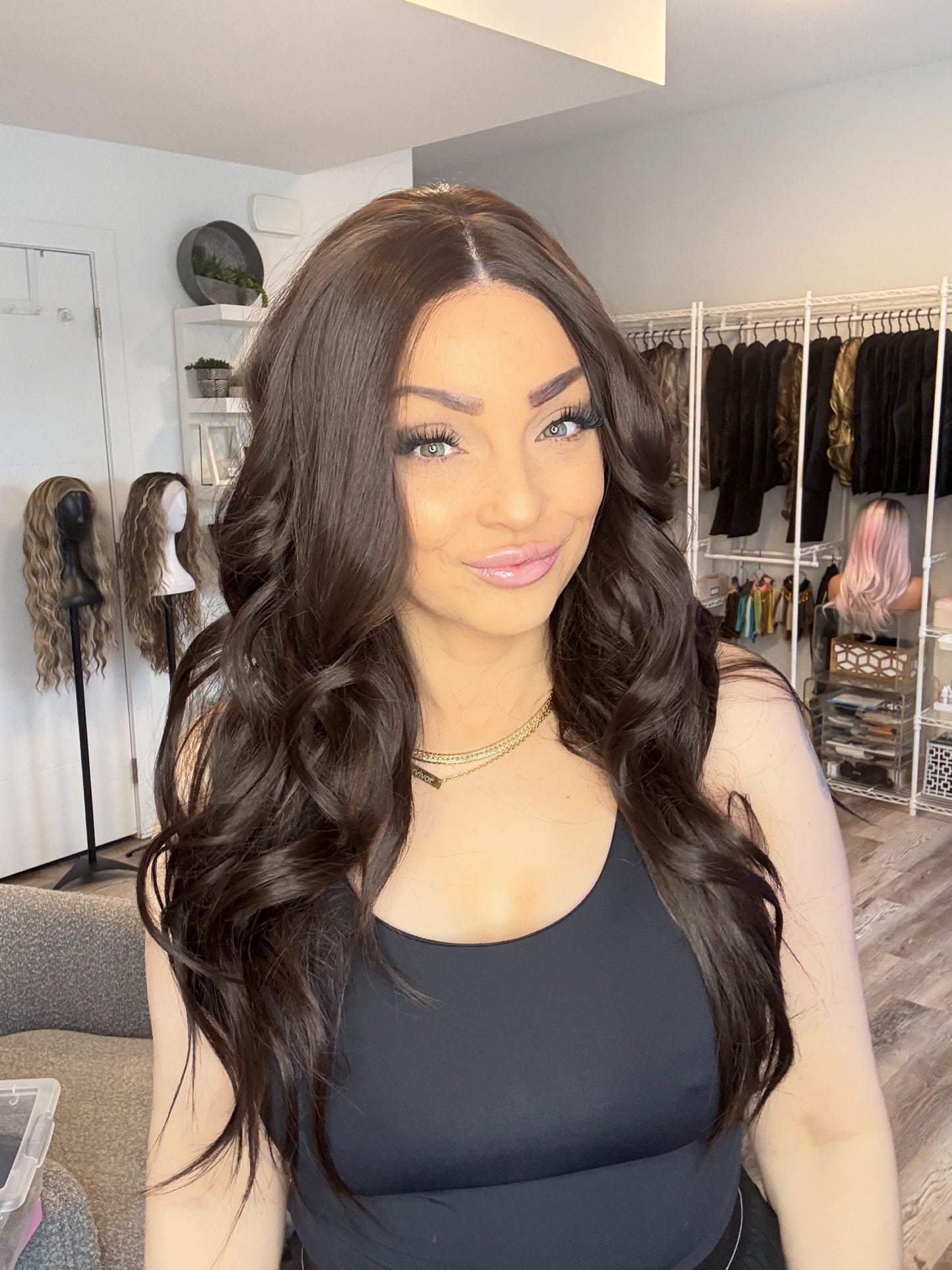 Toby - Monofilament (7.5" x 5.5") Top | 24” | Dark Brunette | Natural Density