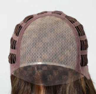 Wig with front lace closure displayed from multiple angles on a white background.