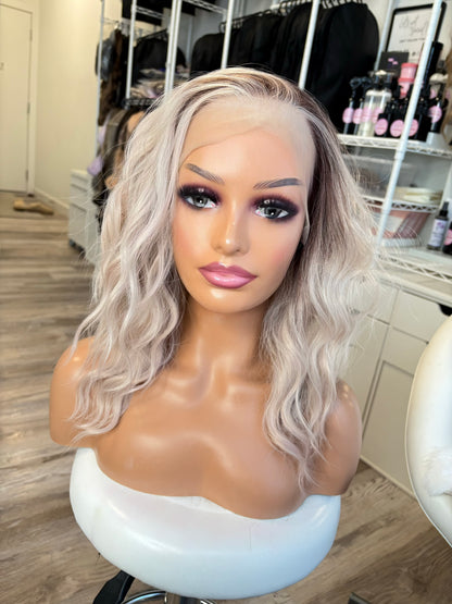 IMH-2 18-inch dimensional blonde 13x4 transparent lace front wig with Scandinavian hairline – The Wig Spa Canada