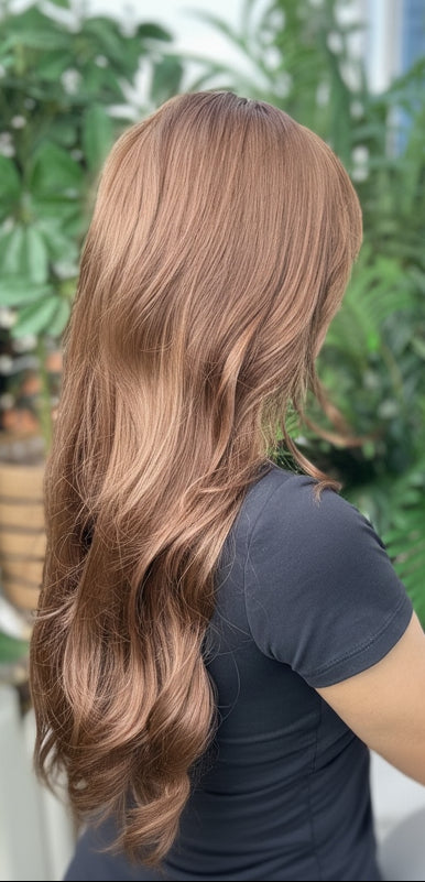 Juno - Non-Lace Wig | 28–30” | Coppery Red-Brown with Bangs image 4