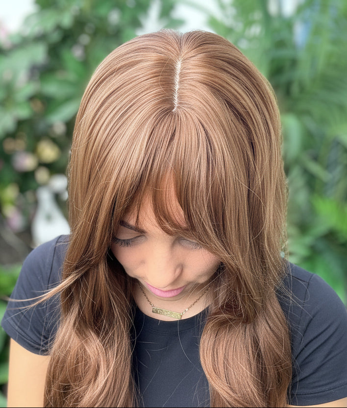 Juno - Non-Lace Wig | 28–30” | Coppery Red-Brown with Bangs image 3