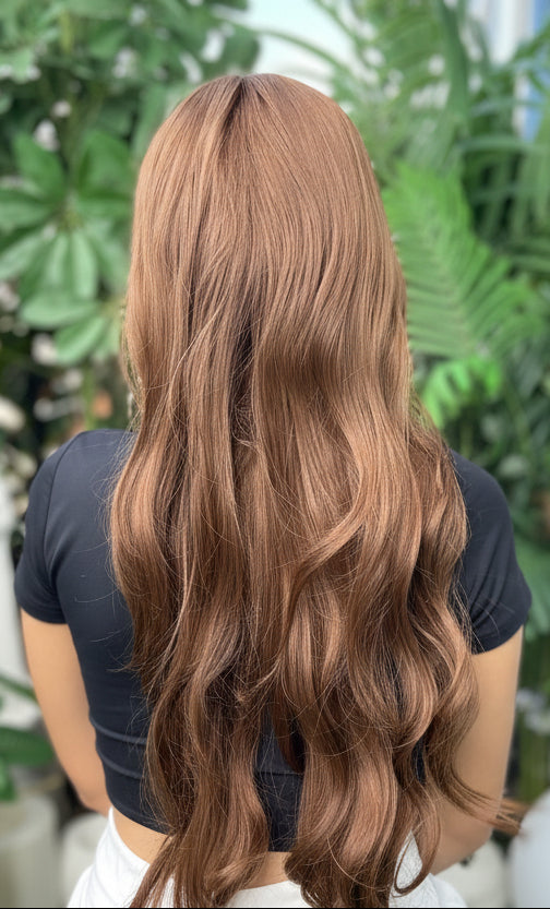 Juno - Non-Lace Wig | 28–30” | Coppery Red-Brown with Bangs image 5