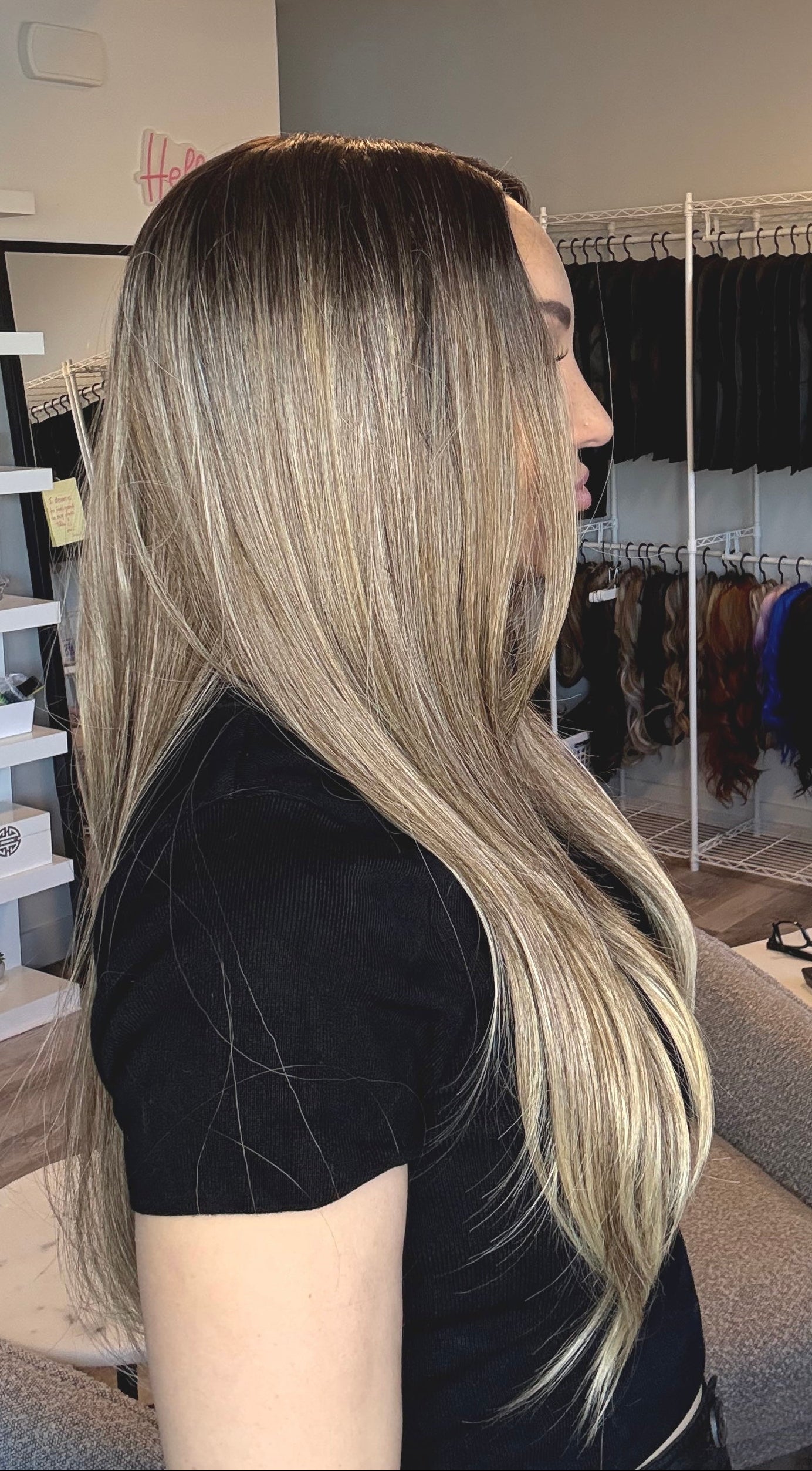 Kara - 28-Inch Dirty Blonde Ombré | T-Part Cap | Glueless & Customizable image 7