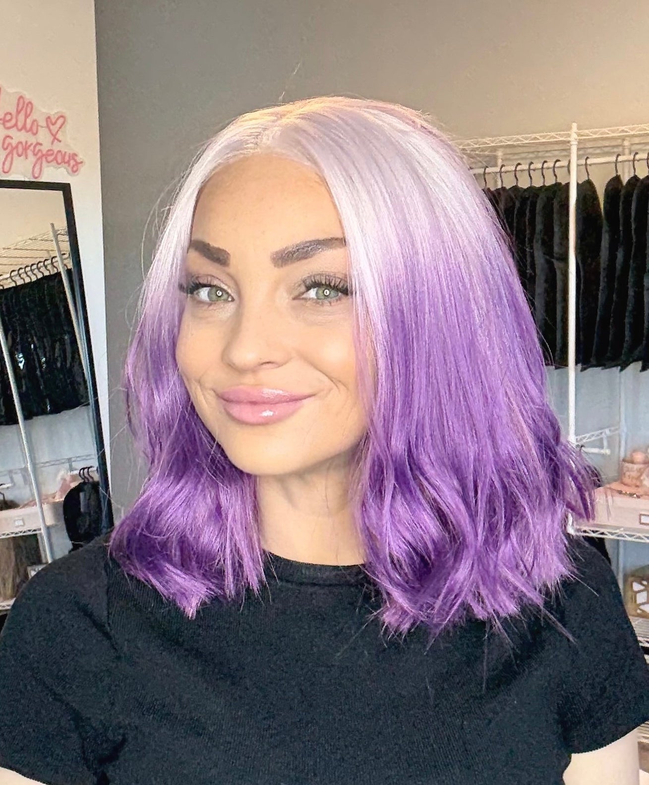 White & Purple & Pink Lace Front Wig