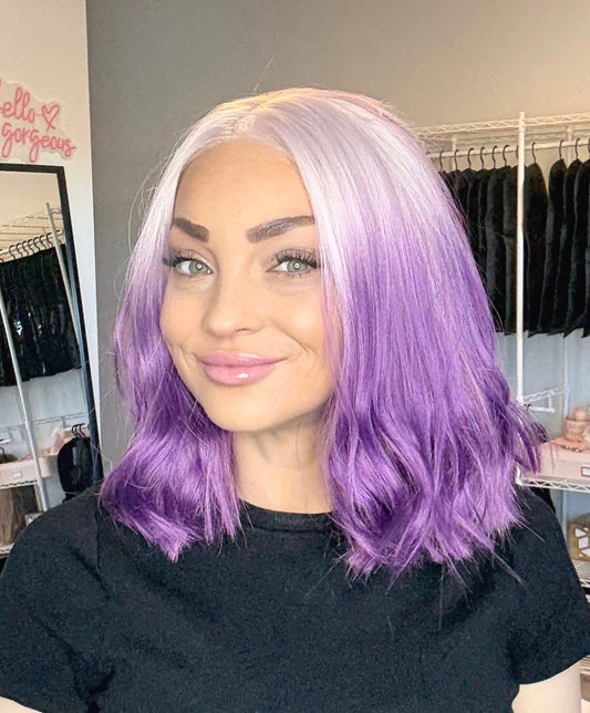 White & Purple & Pink Lace Front Wig