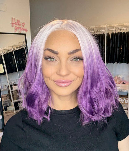 White & Purple & Pink Lace Front Wig