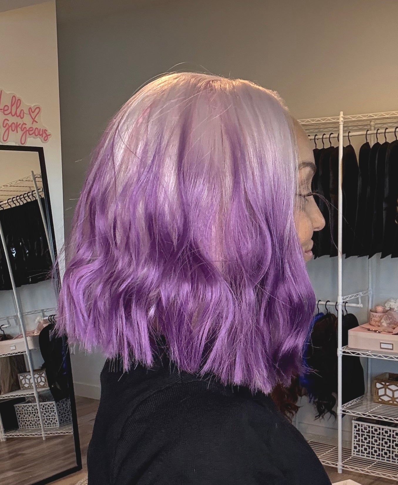 White & Purple & Pink Lace Front Wig
