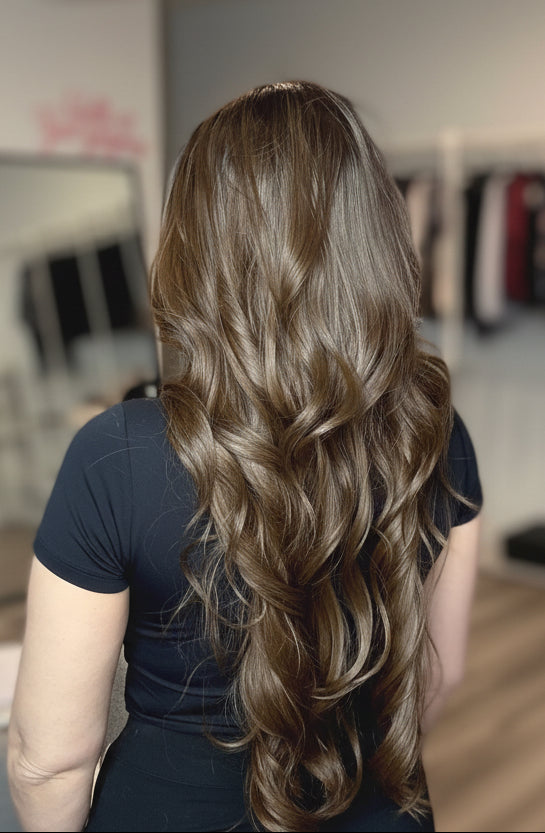 Long Brown Wig with Dark Roots 