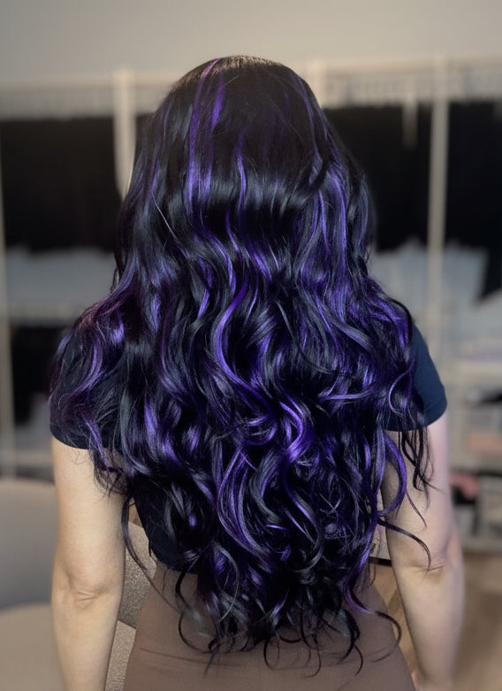 Black & Purple Curly Long Wig