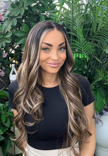 Tessa Wig 13x4 Lace Front Long Light Curl Brown & Blonde Mix