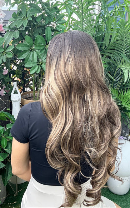 Tessa Wig 13x4 Lace Front Long Light Curl Brown & Blonde Mix