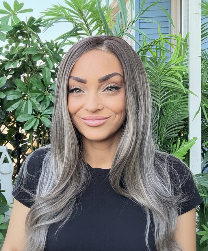 Dark Brown Base Mixed with Blonde Mix Wig