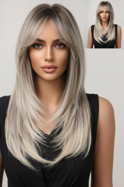 Perruque blonde enracinée Emma avec frange effilée | LC259-13