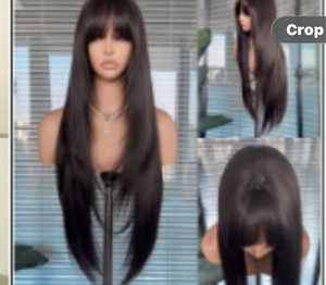 Caroline Black Wig with Curtain Bangs | SWLC1295-4Bk16