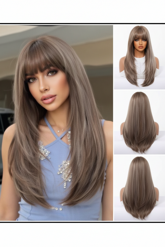 Mushroom Brown Wig with Wispy Bangs | SWLC6344-7RB24