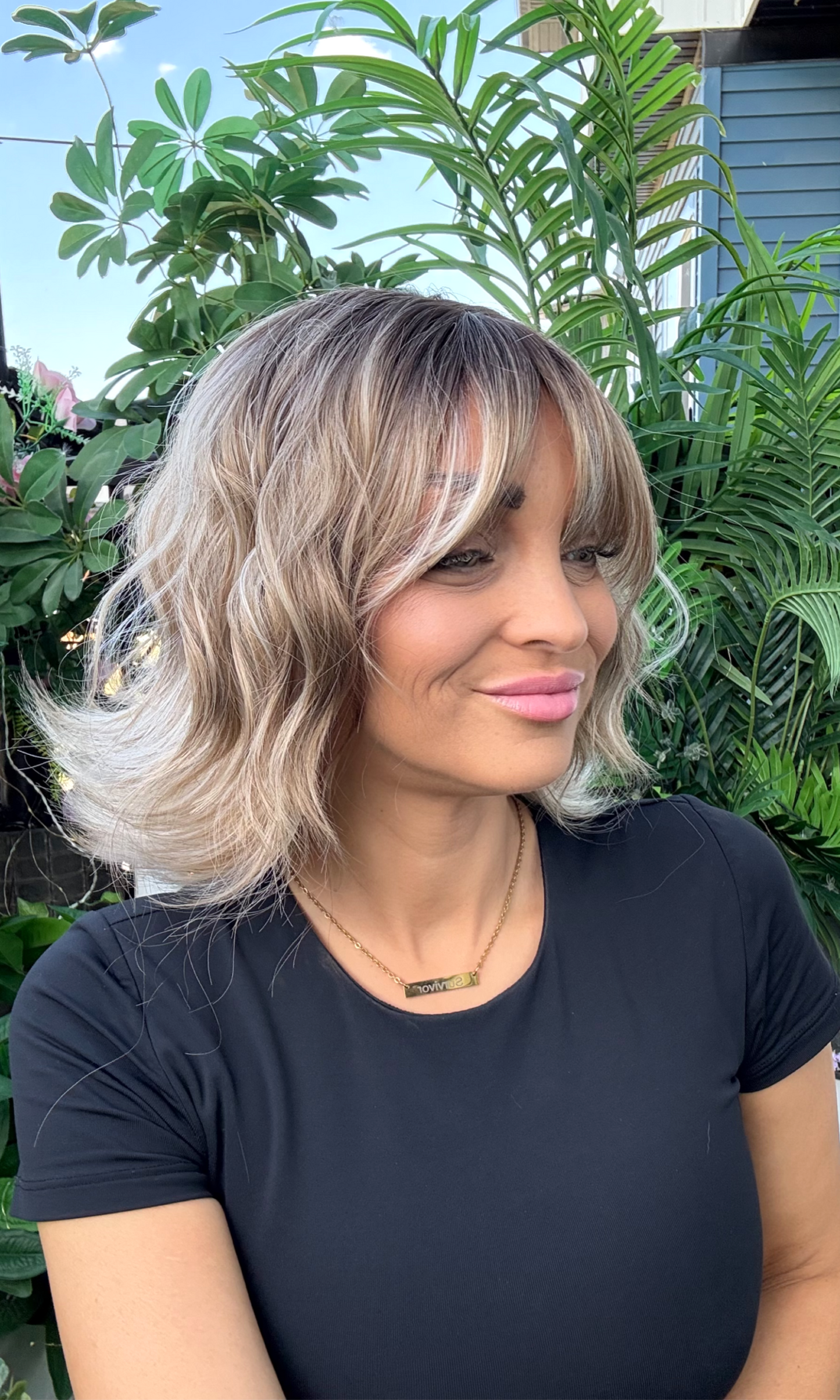 Sage - Non-Lace Wig | 12” | Wavy with Bangs Non-Lace Wig image 1