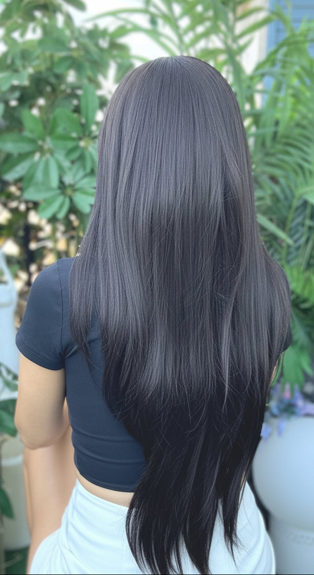 Raya - Non-Lace Wig | 29–30” Long Layers | Dark Brown/Soft Black image 1