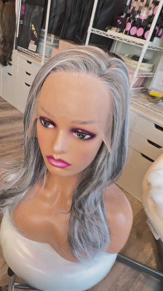 Nancy | 13×6 Transparent Lace Front Wig | Grey Mix