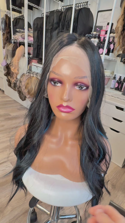 BT-1 | 26” Black & Blue 13×4 Transparent Lace Front Wig | ONE OF ONE