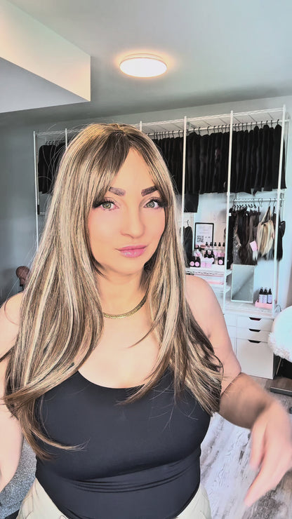 Perruque blonde Sunkissed Long Mix avec frange pleine | SWLC1268-6BR22